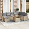 VidaXL 9-Piece Garden Sofa Set with Beige Cushions Poly Rattan 3359777