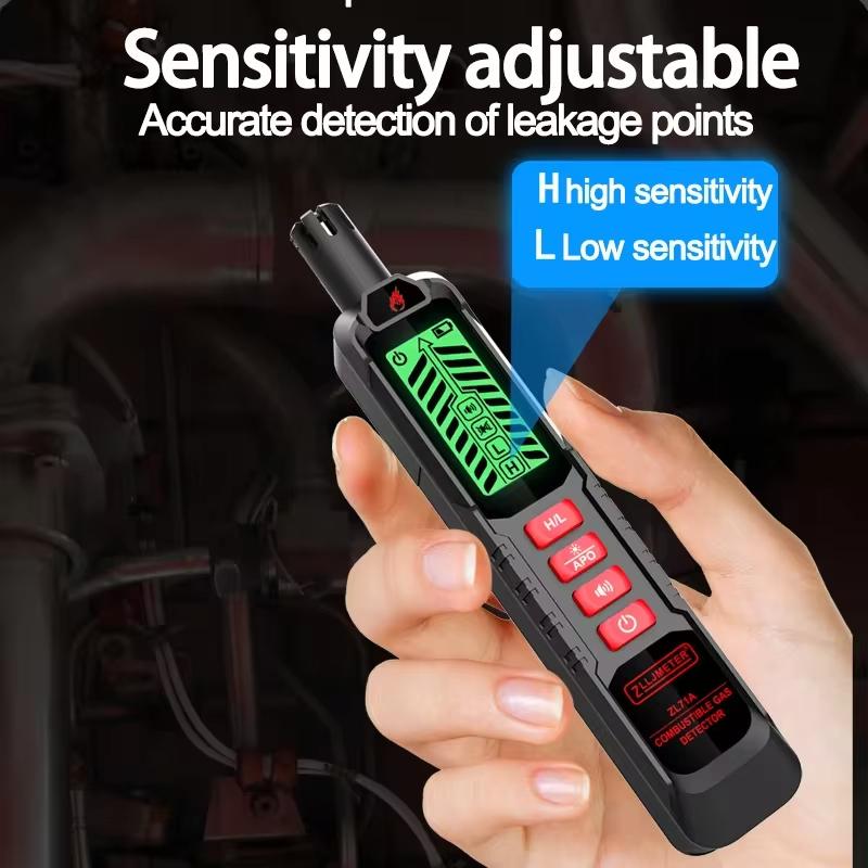 New Gas Leak Detector Combustible Natural Co2 Alcohol LPG Methane Analyzer Rechargeable Buzzer Alarm PPM LEL Tester