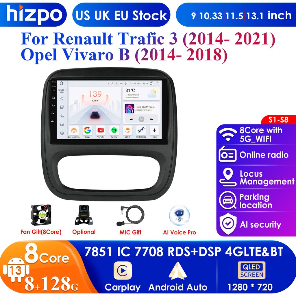 Hizpo 4G AI Voice Android Auto Radio для Renault Trafic 3 2014-2021 для Opel Vivaro B 2014-2018 Carplay Car Multimedia Intelligent Screen GPS 2din