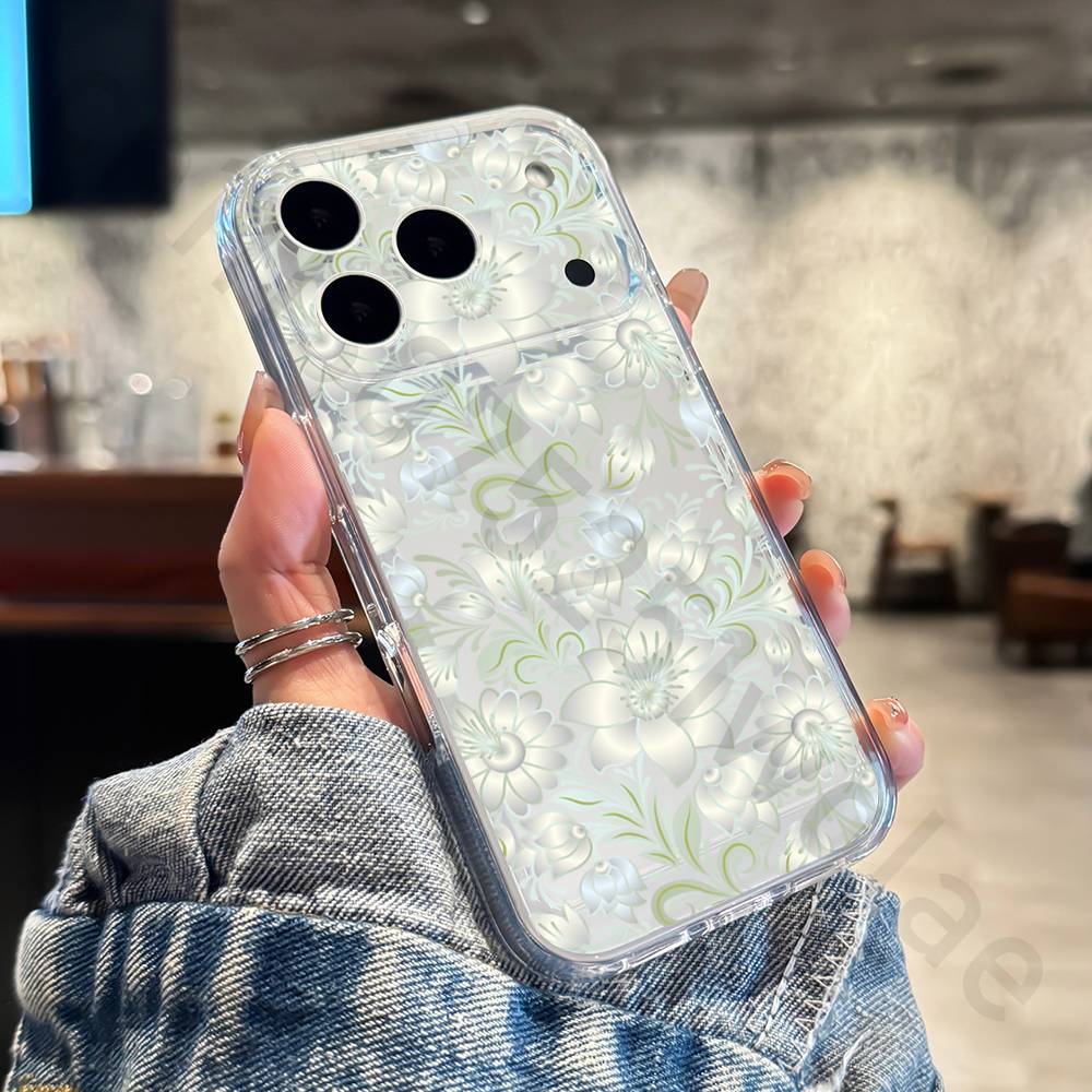 Цветочный чехол для iPhone 17 16 15 14 13 12 11 Pro Max Plus Air Mini 16E ProMax Прозрачный чехол