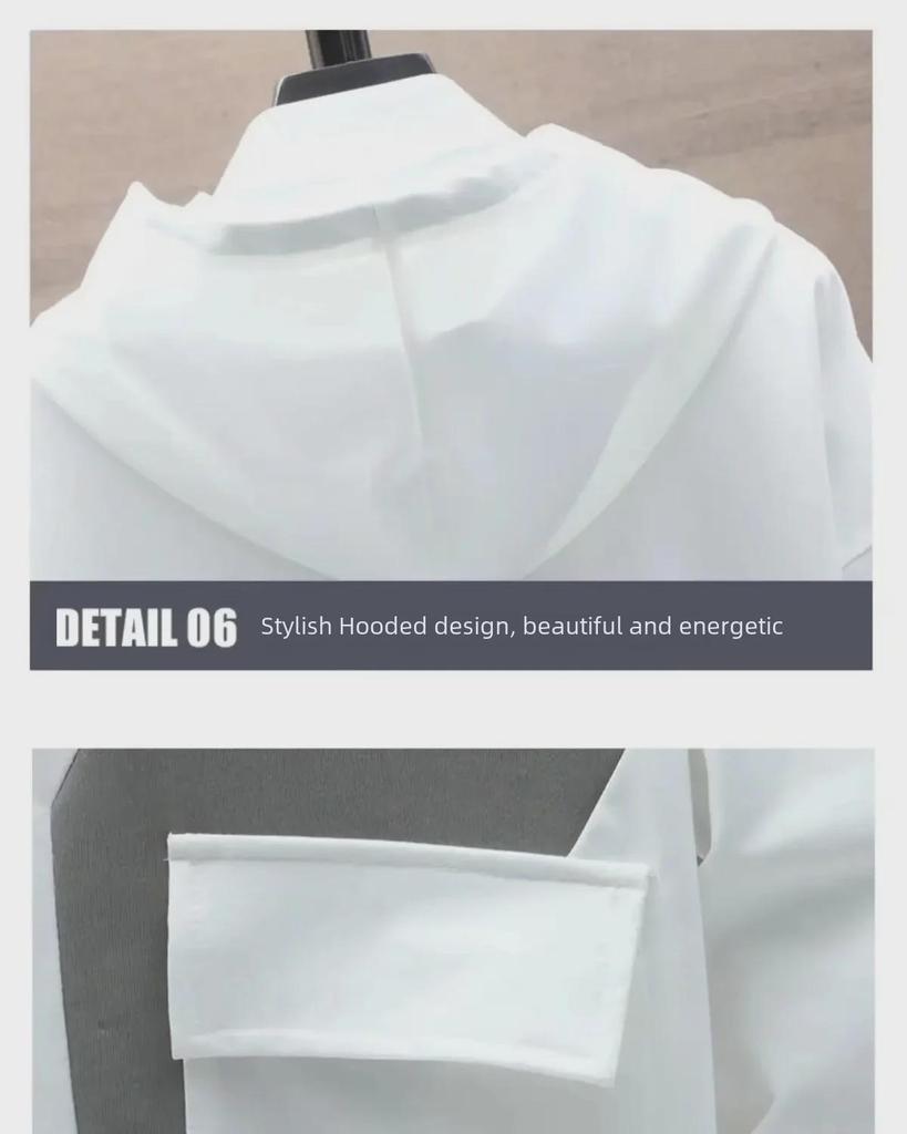 Мужской модный повседневный комплект из куртки с капюшоном и брюк - стильная спортивная одежда для подростков на весну/лето