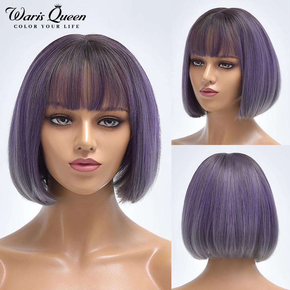 Blonde Red Short Bob Wig Synthetic Wig For Women With Bangs Lolita Cosplay Party Natural Hair Heat Resistant Fiber Wigs