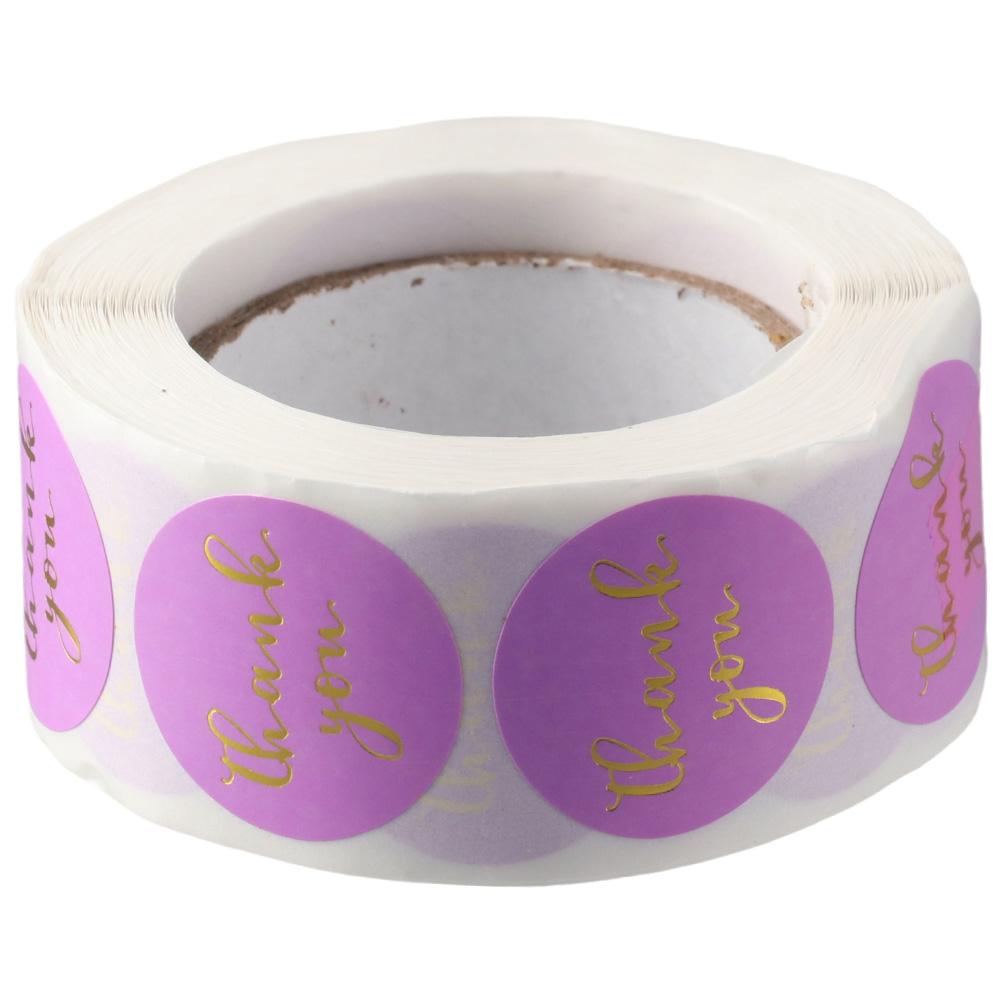 500 Pcs Purple Label Stickers Round Label Roll Self-Adhesive Stickers Birthdays