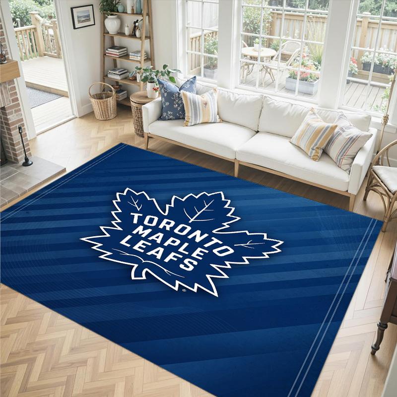 Toronto Maple Leafs Design Crystal Velvet Carpet Cozy Non?Slip Printed Rug For Bedroom Living Room Entrance