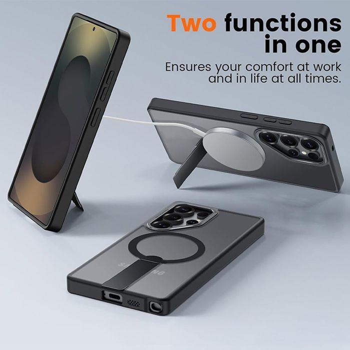 Protective Case - BOOLING - for Samsung Galaxy S23 Ultra - Hybrid Protection - Magnetic Support - Black