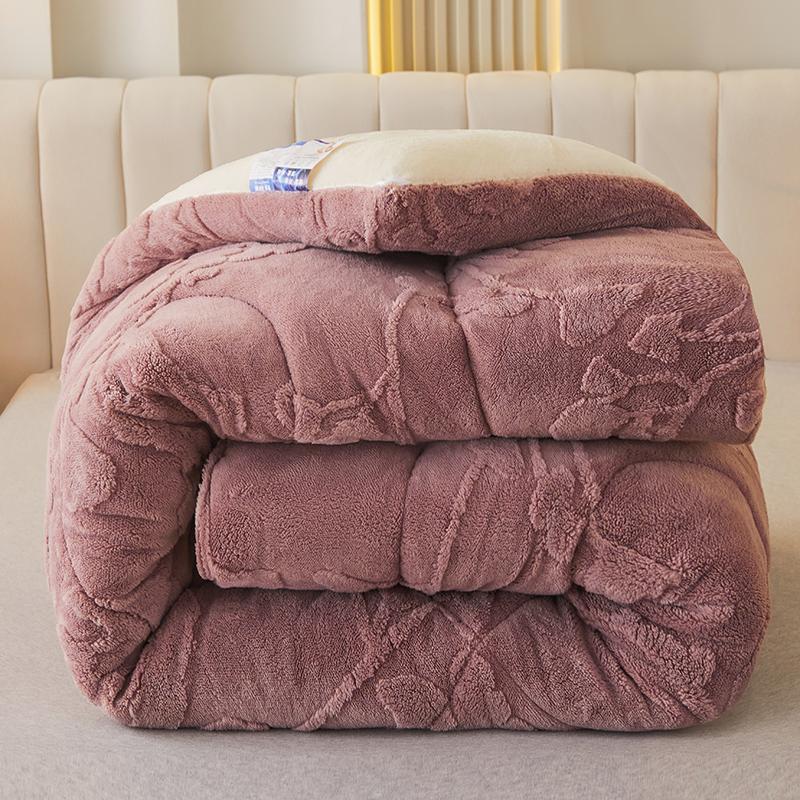Thick Warm Imitation Lambswool Winter Blanket for Bed Soft Jacquard Coral Fleece Quilt Double Sided Plush Weighted Blanket 5kg