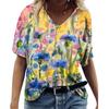 Футболка с короткими рукавами и акварельным принтом в виде пейзажа и цветка, женские топы