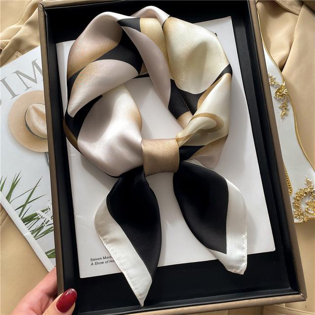 Шелковый квадратный шарф для женщин, шейный платок, женские повязки для волос, ленточная повязка на голову, роскошная шаль, атласный хиджаб, модные накидки, бандана