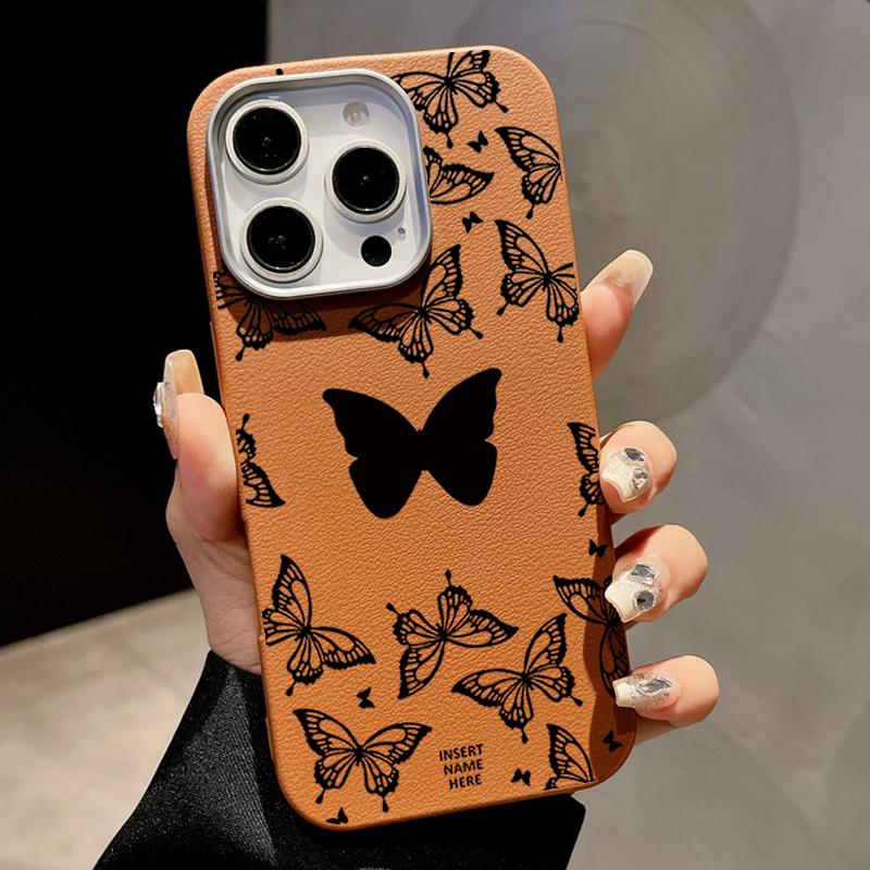 Силиконовый чехол с текстурой кожи для iPhone 16 16e 15 Pro Max 14 13 12 11 Противоударный Магнитный Мягкий Чехол-накладка с бабочкой