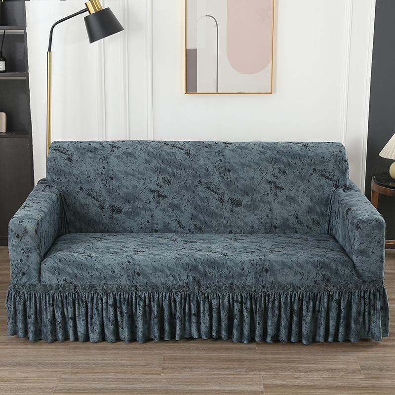 Высокоэластичный чехол для дивана с юбкой, эластичный, легко прилегающий чехол для кресла, дивана для гостиной, защита для мебели, чехол для дивана