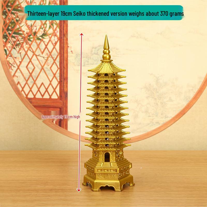 Медное украшение Пагода Вэньчан: Большой, 7-13-слойный китайский буддийский декор для дома и храма