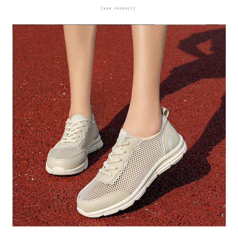 Spring New Comfortable and Lightweight Casual Sports Shoes with Flat Bottom Anti Slip Breathable Fashionable and Versatile Hollow Out Women's Shoes