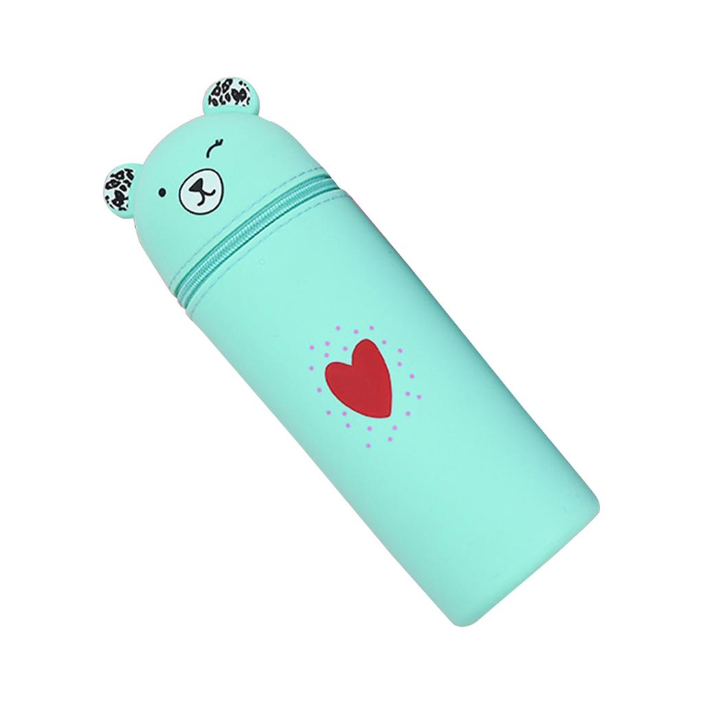 Карандашница в виде мультяшного медведя, силиконовая сумка для ручек, пеналы, пенал на молнии, стоячая ручка, держатель для карандашей для студентов