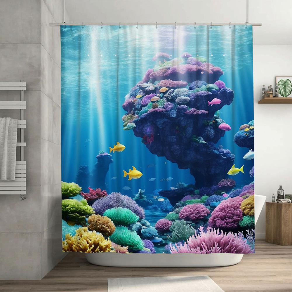 3D Занавеска для душа с принтом 'Жизнь кораллового рифа', водонепроницаемая, декоративная, для ванной комнаты, подвесные украшения, водонепроницаемые шторы для ванной