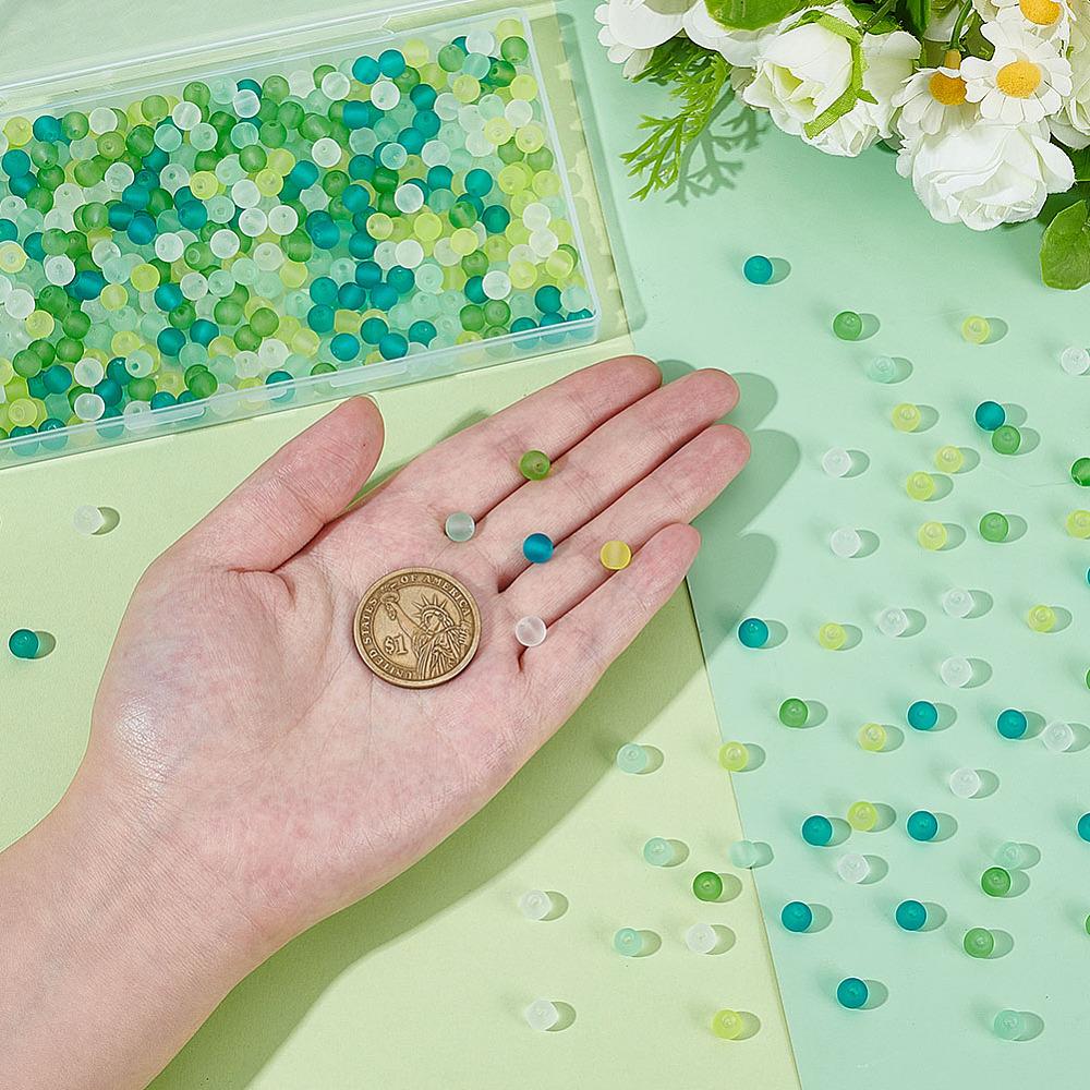 1set 5 colors Transparent Glass Beads sets for Beading Jewelry Making Frosted Round Mixed color 6mm Hole: 1.3~1.6mm 100pcs/color 500pcs