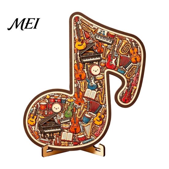 Wooden Music Puzzle Musical Note Instrument Jigsaw Ornament, 3D Puzzle, Display Art, Gift for Lovers Decor