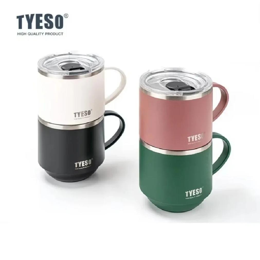 Кружка для кофе из нержавеющей стали Tyeso Прочная настольная офисная кружка с ручкой и прозрачной крышкой Идеально подходит для горячих напитков и повседневного использования