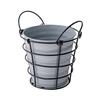 Bucket with Iron Frame Hanging Planter Basket Balcony Flower Pot