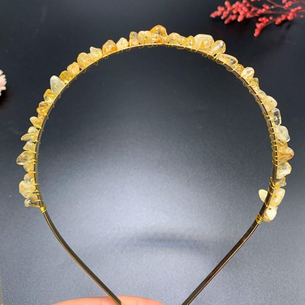 Fashion Hair Jewelry Natural Stone Ethnic Amethyst Hair Hoop Raw Quartz Crystal Headband Colorful Stone Stone Tiara