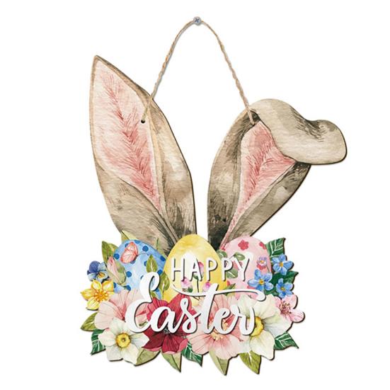 Счастливая Пасха, дверная вывеска, пасхальное яйцо, кролик, деревянная подвесная дверная вывеска, украшение, пасхальная цветочная весенняя настенная вешалка