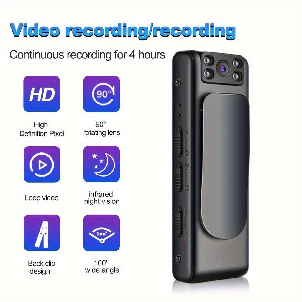 1080P High Definition Body Wearing Camera with Rotating Lens - Non-waterproof USB Rechargeable 450mAh Battery, Loop Recording, Infrared Night Vision