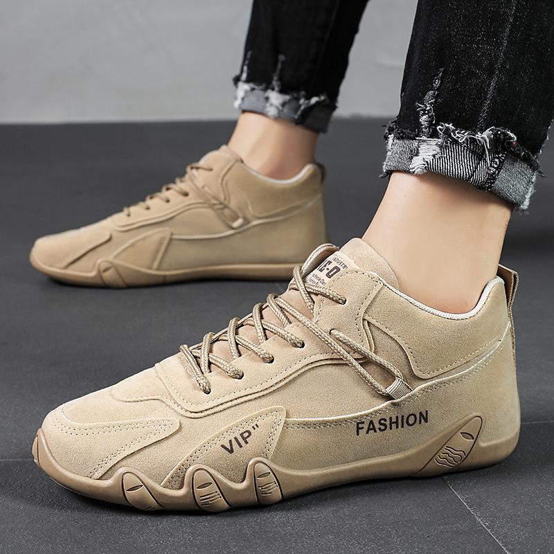 Fashion Spring and Autumn Pure Color Lace-up Flat Shoes Men Fashion Casual Sports Light Shoes Breathable Walking Shoes Men
