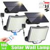 100/106 LED Solar Motion Light Outdoor Separate Panel Solar Flood Lights 3 Light Modes for Garden Garage Waterproof Wall Lights