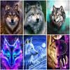 DIY Wolf 5D Diamond Painting Animal Rhinestone Full Round Drill Diamond Embroidery Mosaic Handmade Art Wall Art Home Decor