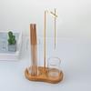 Yousheng Incense Stick Holder with Transparent Glass Ash Catcher Wooden Base Incense Burner with Clip Home Office Desktop Yoga Meditation Decoration