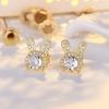 New Diamond-inlaid Earrings Sweet Girl Style Hollow Rabbit Earrings Female Elegant Cartoon Rabbit Jewelry