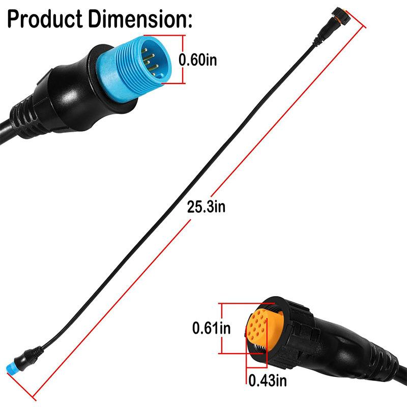8-Pin Xdcr to 12-Pin Sounder Adapter XID, Black, for Connecting 8-Pin Transducers with XID to 12-Pin Sonar Marine Devices