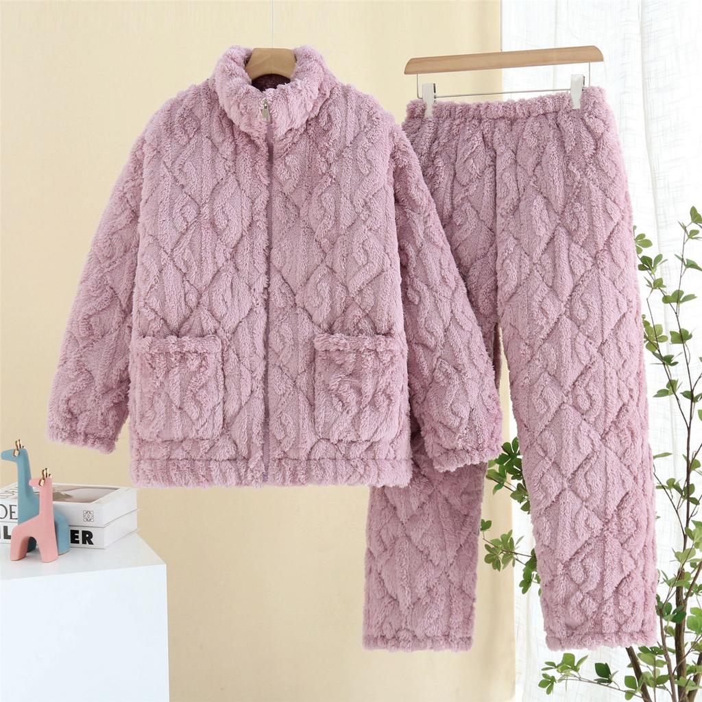 Girls' special home women's cotton thermal cotton clip flange loungewear coral winter thick velvet thickened