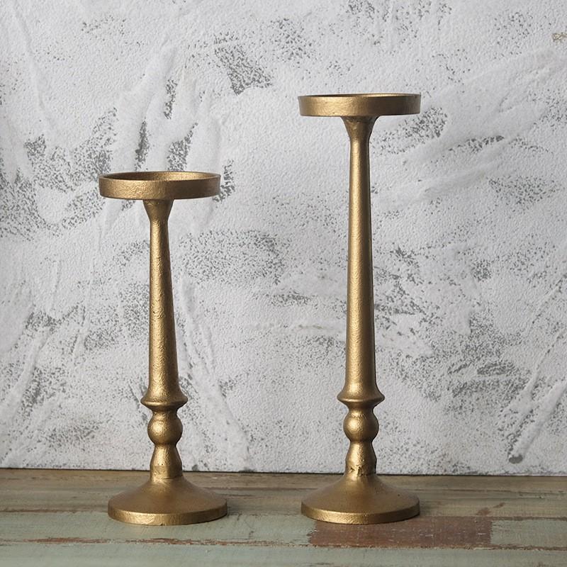 Black Cast Iron Roman Candle Holders Set Dinner Photography Decor