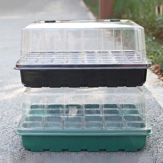Plants Nursery Box Seeds Starter Tray with Humidity Dome Transparent Seeds Germination Tray with Adjustable Vents Light for Seedlings Growth