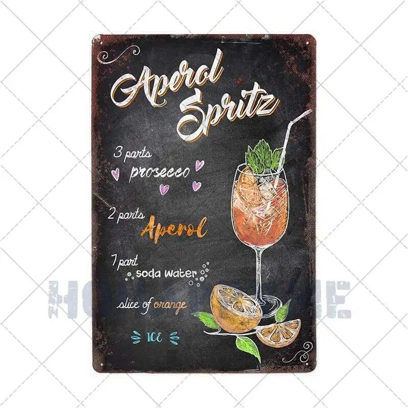 Prosecco O'Clock Metal Tin Signs Plates Cocktails Vintage Plaque Posters Pub Bar Art Wall Decoration Retro Home Decor 20x30cm
