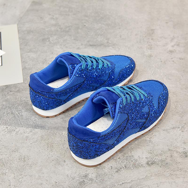 Женские блестящие кроссовки на плоской подошве, повседневная блестящая вулканизированная обувь, женская сетчатая обувь на шнуровке, удобная платформа размера плюс, модная женская осенняя обувь