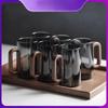 2/4/6pcs Glass Mug With Wooden Handle Heat-resistant Teacup Set Transparent Breakfast Milk Juice Cup Home Party Drinkware