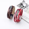 Qi Nuo Multi-Layer Leather Bracelet with Buckle and Feather Charm