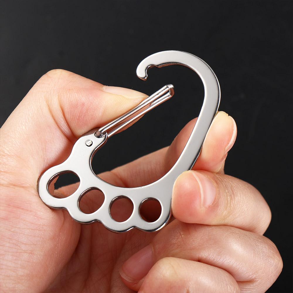 Buckle Waist Hanging Metal Silver Color Car Keyring Key Ring Holder Big Feet Key Chain Car Key Clip