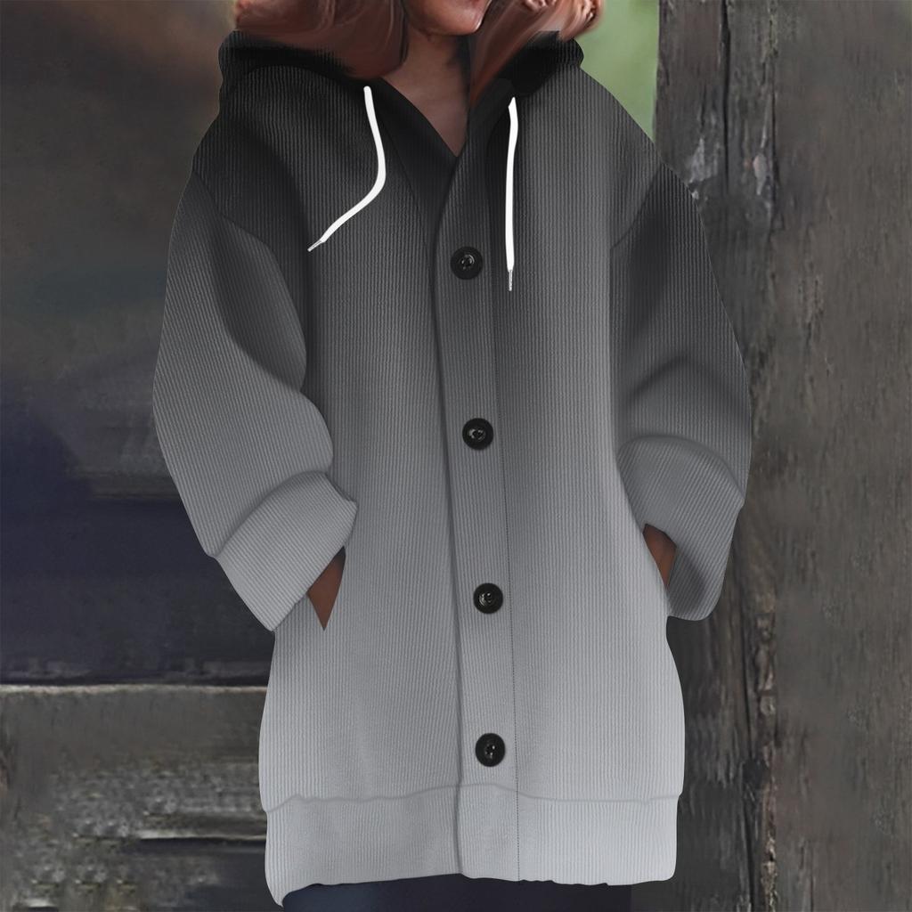 Свитшоты для женщин Вязаный свитер с длинным рукавом Принт Вязаный худи с пуговицами Кардиган Пальто