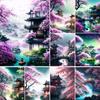 5D Diy Diamond Embroidery Sakura River Pavilion Full Drill Diamond Painting Needleworks Cross Stitch Home Decor J3591