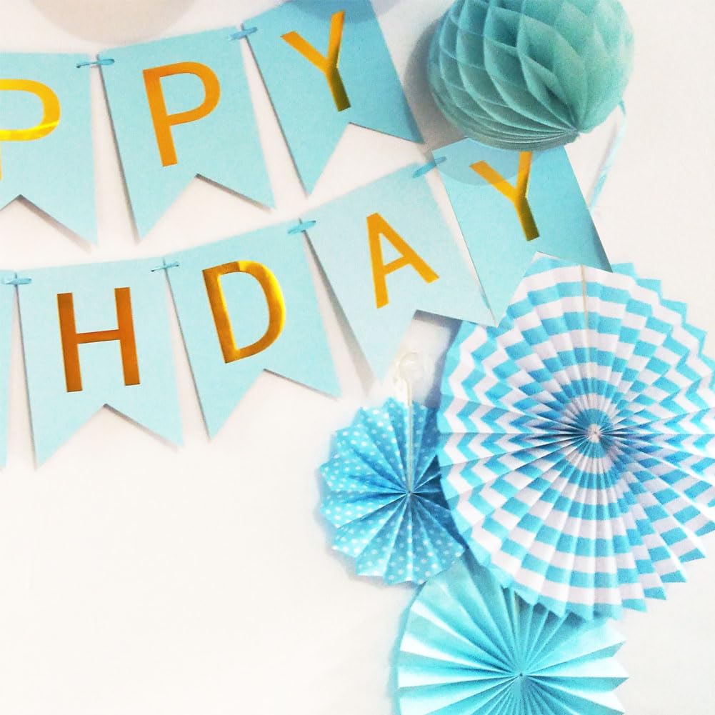 Mainiusi Украшения на день рождения для мальчиков Набор для украшения вечеринки из сине-белых воздушных шаров С Днем Рождения Бумага С Днем Рождения Соты 30 штук Веер,