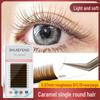 Caramel Brown Soft Round Eyelashes: Natural, Dense, False Eyelash Extensions
