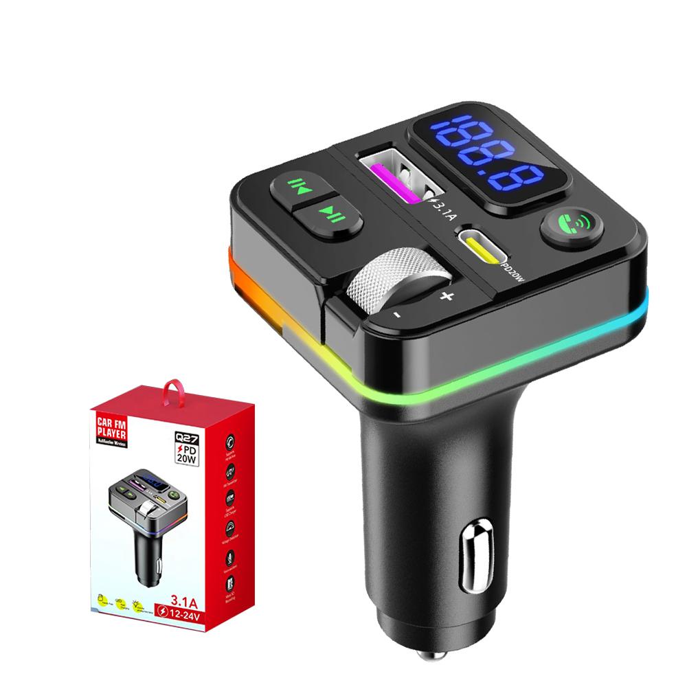 Автомобильный Bluetooth FM-передатчик PD Type-C Dual USB 4.8A Быстрое зарядное устройство Громкая связь Радиомодулятор MP3-плеер Поддержка TF-карты