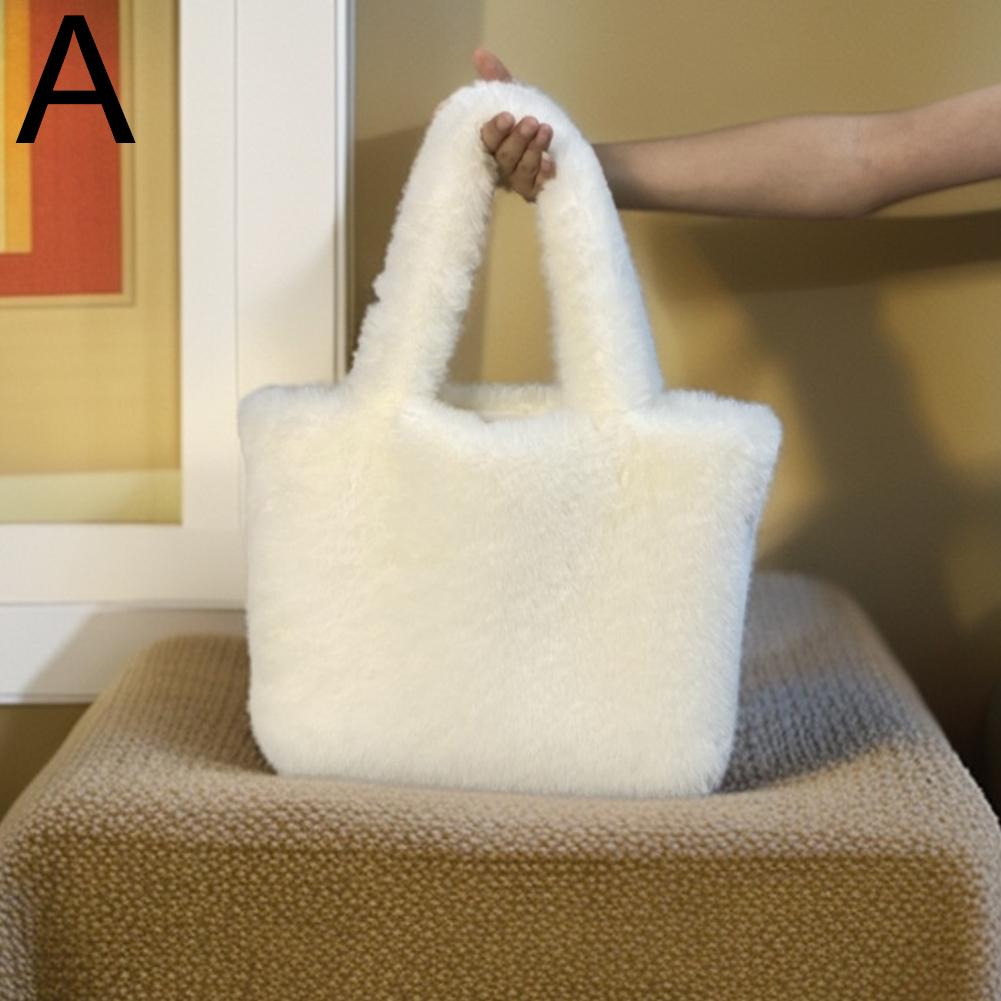 Winter Furry Tote Bag Soft Plush Shoulder Bag Large Capacity Handbag Casual Female Shopper Luxury Designer Women Travel Purse