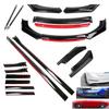 Car Front Bumper Spoiler Lip Canard Lip Kit + 3 Split Side Skirt +