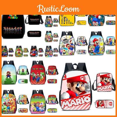 Новое поступление Рюкзак с мультяшным Марио для учеников начальной и средней школы В комплекте сумка для ланча и пенал