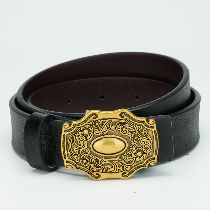 Ретро женский ремень из коровьей кожи с перфорацией, коричневый черный ремень для брюк, натуральная кожа, гладкая пластинчатая пряжка