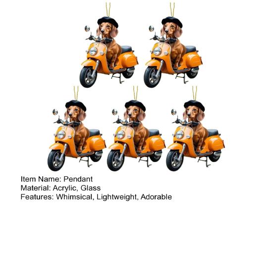 2D Подвеска для машины с собакой на велосипеде, акриловое украшение для зеркала заднего вида, милый тематический автомобильный аксессуар для декора интерьера