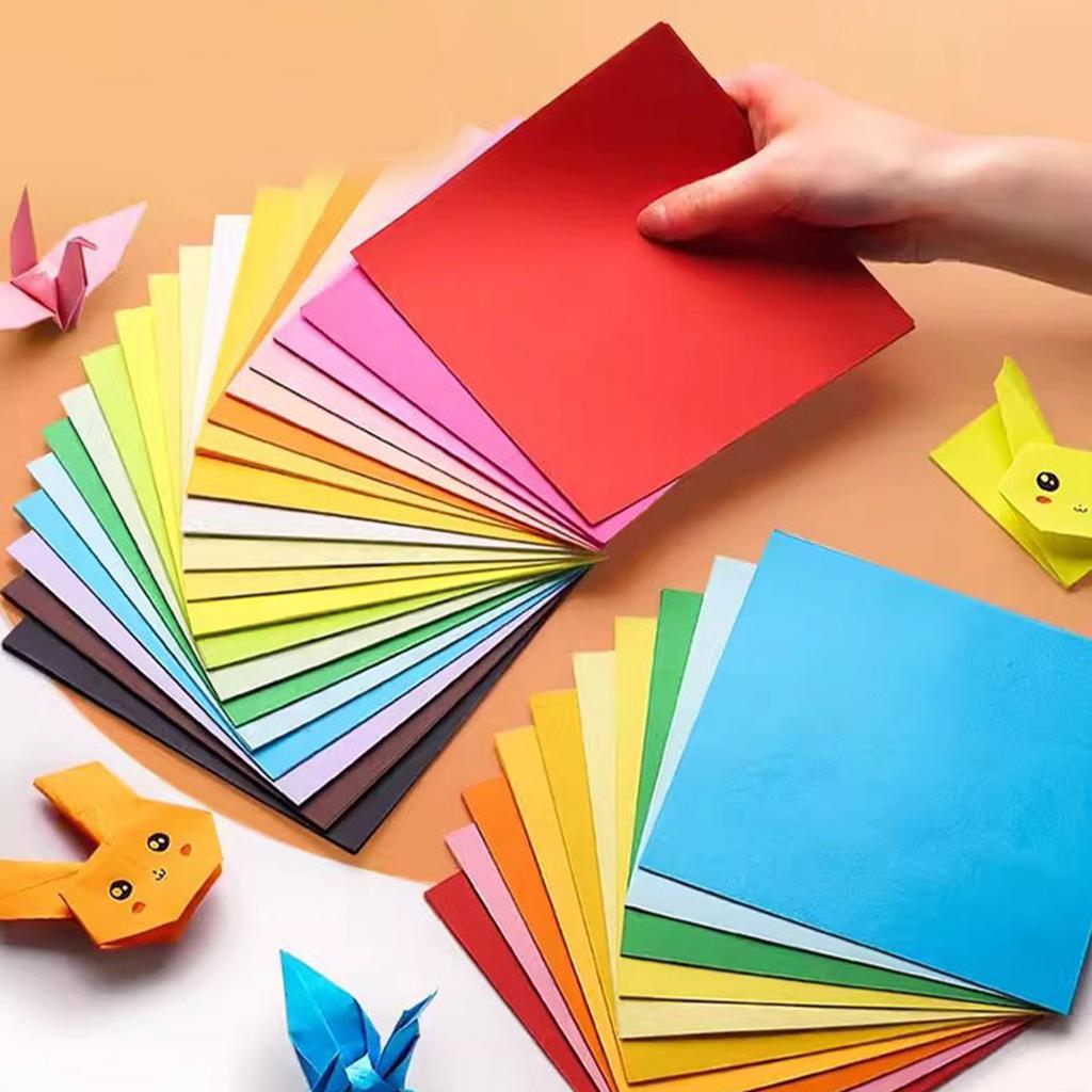100 Pcs Origami Paper Double Sided Square Origami Paper Same Colour On Both Sides for Kids School Arts Crafts Projects